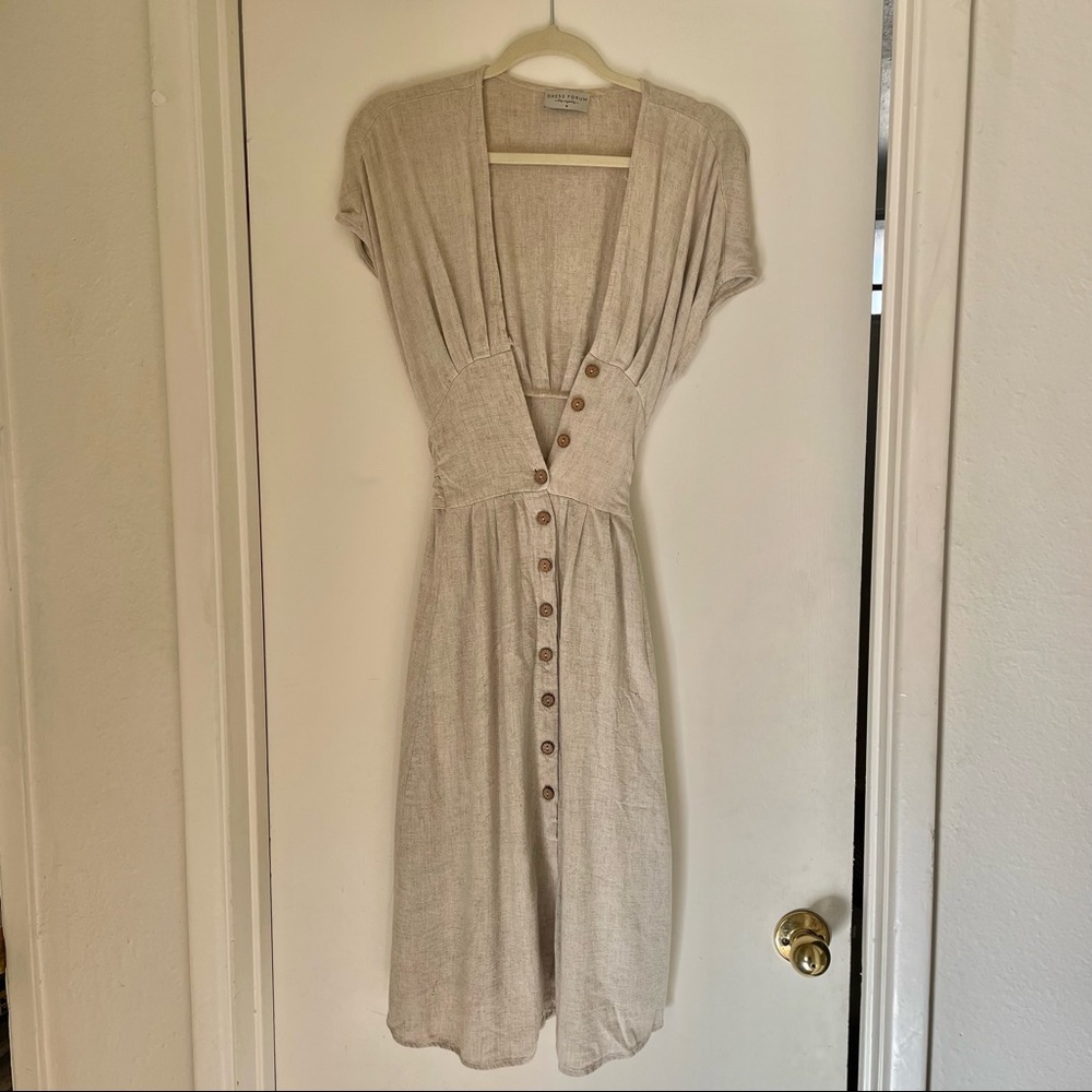 Linen blend midi dress - Dress Forum